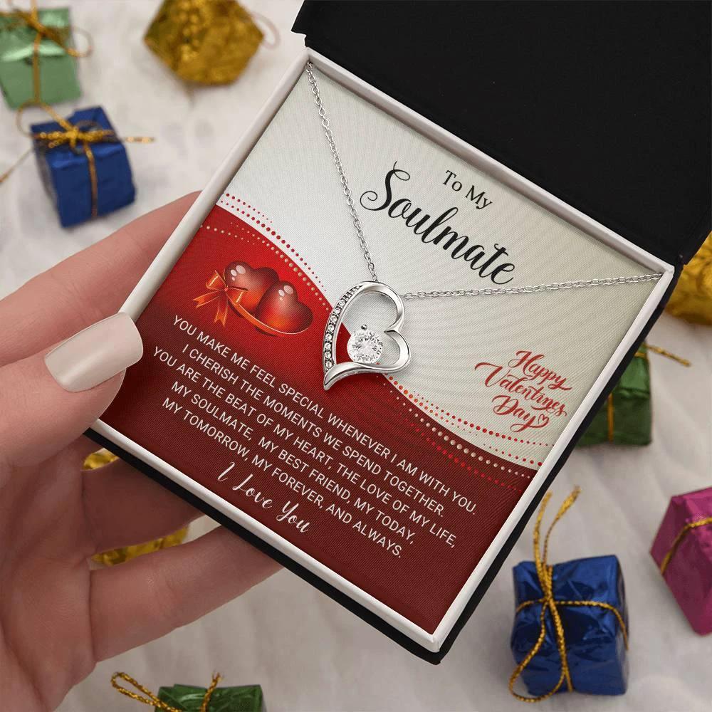 To My Soulmate - I Cherish the Moments We Spend Together - Valentine Forever Love Pendant Necklace