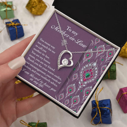 Mother-in-Law Gift You Are My Bonus Mom, My Friend Forever Love Heart Pendant Necklace - Mallard Moon Gift Shop