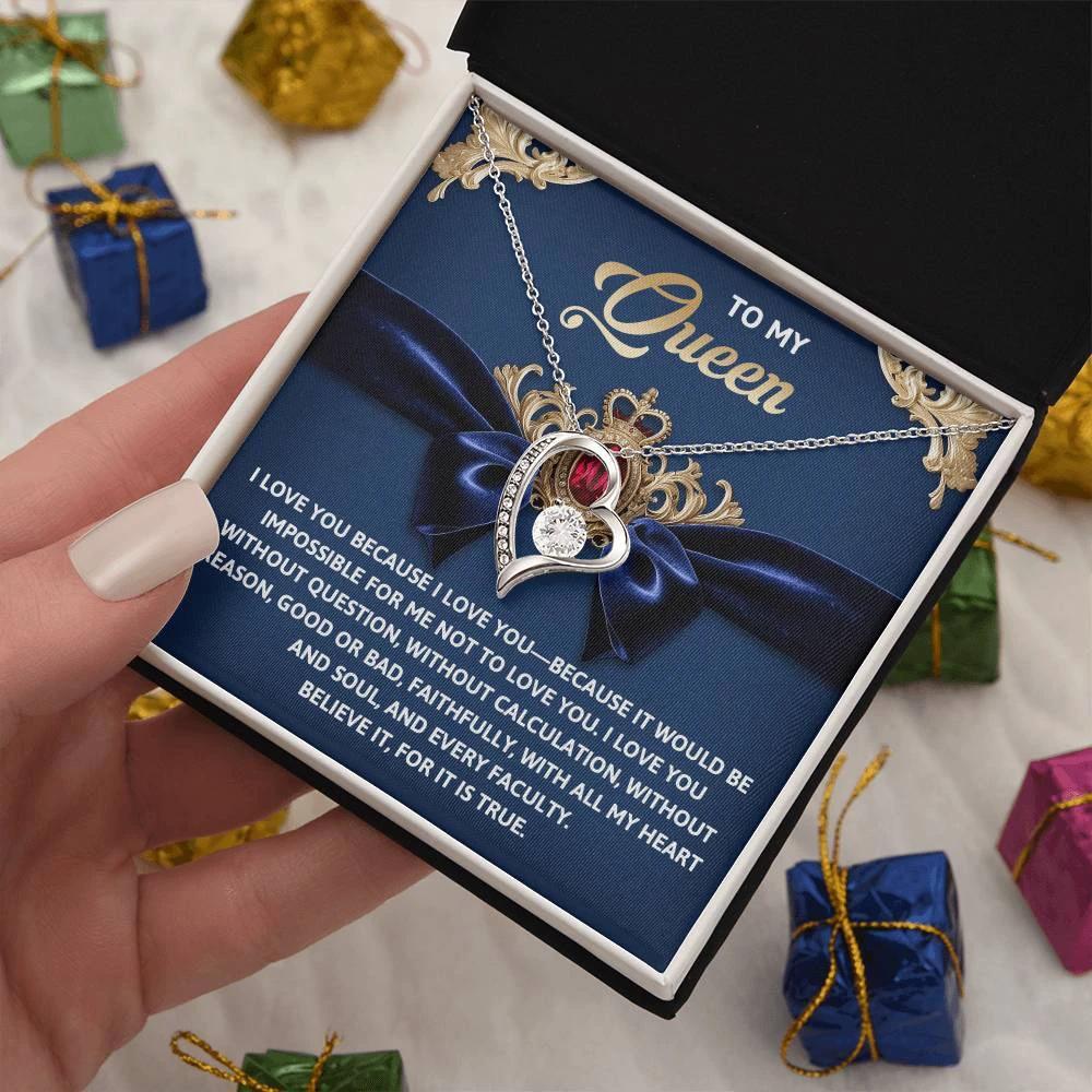 To My Queen: Forever Love Necklace with Regal and Emotional Message Card