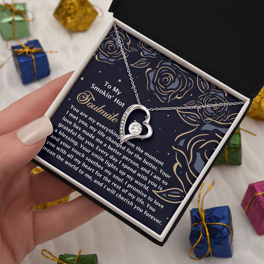 Romantic Jewelry Gift for Wife, Girlfriend, or Fiancée –Forever Love Heart Pendant Necklace with CZ Stone - Includes Elegant Message Card - Soothes My Soul - Mallard Moon Gift Shop