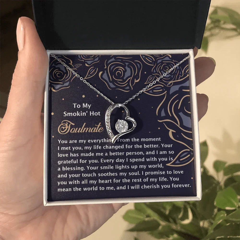 Romantic Jewelry Gift for Wife, Girlfriend, or Fiancée –Forever Love Heart Pendant Necklace with CZ Stone - Includes Elegant Message Card - Soothes My Soul