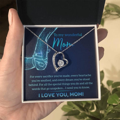 To My Wonderful Mom You Stood Behind My Dreams Forever Love Heart Pendant Necklace - Mallard Moon Gift Shop