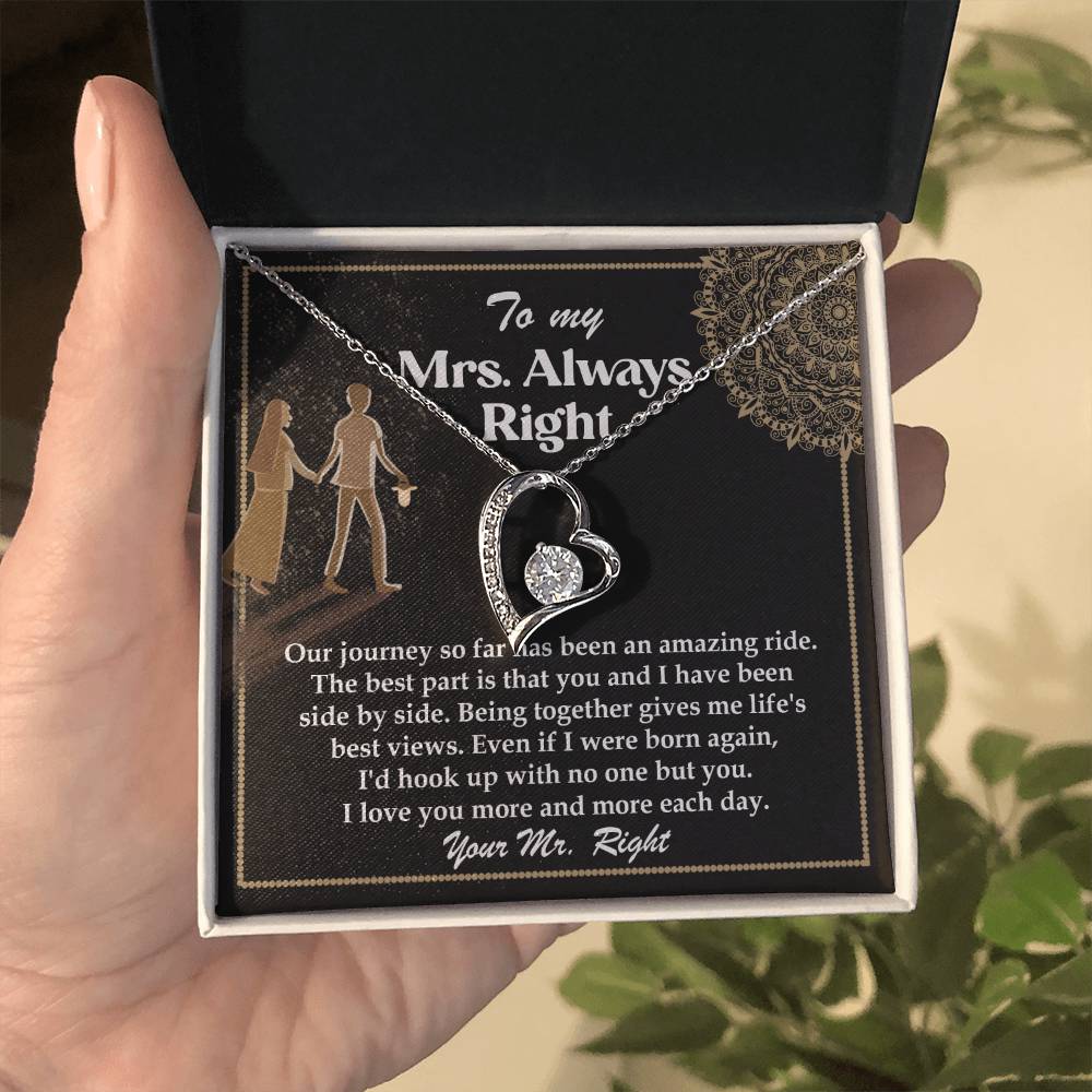 Romantic Gift for Wife - Our Journey has been an Amazing Ride - Forever Love Heart Pendant Necklace - Mallard Moon Gift Shop