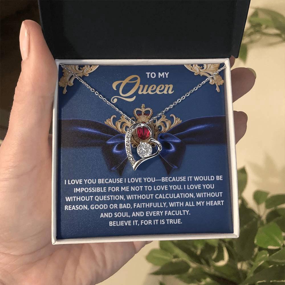 To My Queen: Forever Love Necklace with Regal and Emotional Message Card