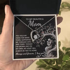 To My Beautiful Mom My Heart Will Always Be Tied to Home Forever Love Heart Pendant Necklace