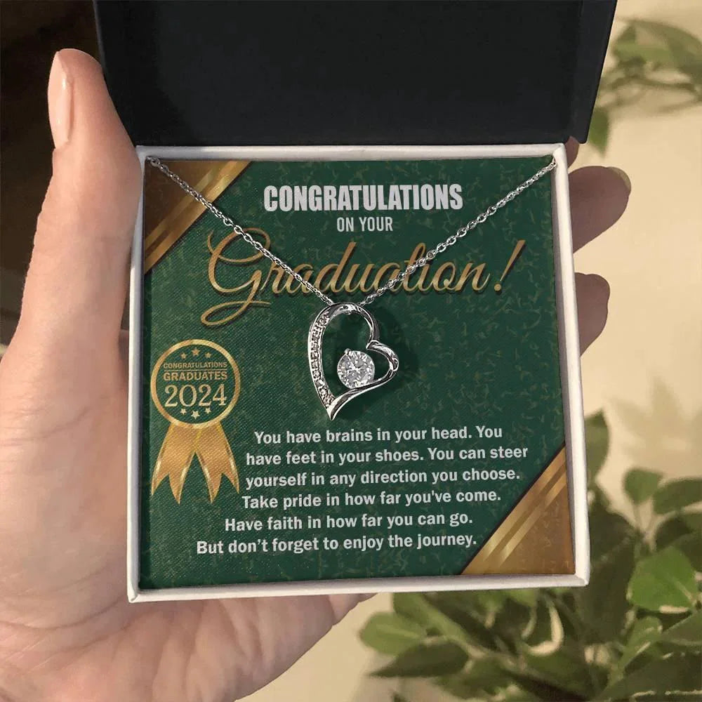 Graduation Gift for Her Congratulations Take Pride Have Faith Enjoy the Journey Heart Pendant Necklace with Gift Box