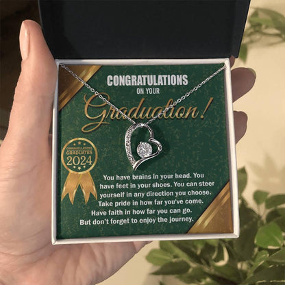 Graduation Gift for Her Congratulations Take Pride Have Faith Enjoy the Journey Heart Pendant Necklace with Gift Box - Mallard Moon Gift Shop