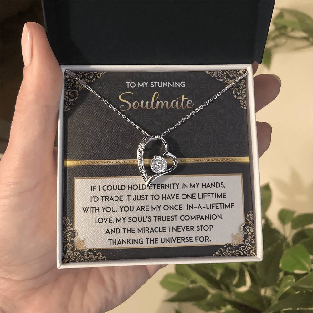 To My Soulmate: Hold Eternity Forever Love Necklace with Poetic and Heartfelt Message Card - Mallard Moon Gift Shop