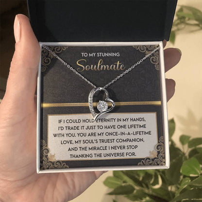 To My Soulmate: Hold Eternity Forever Love Necklace with Poetic and Heartfelt Message Card - Mallard Moon Gift Shop