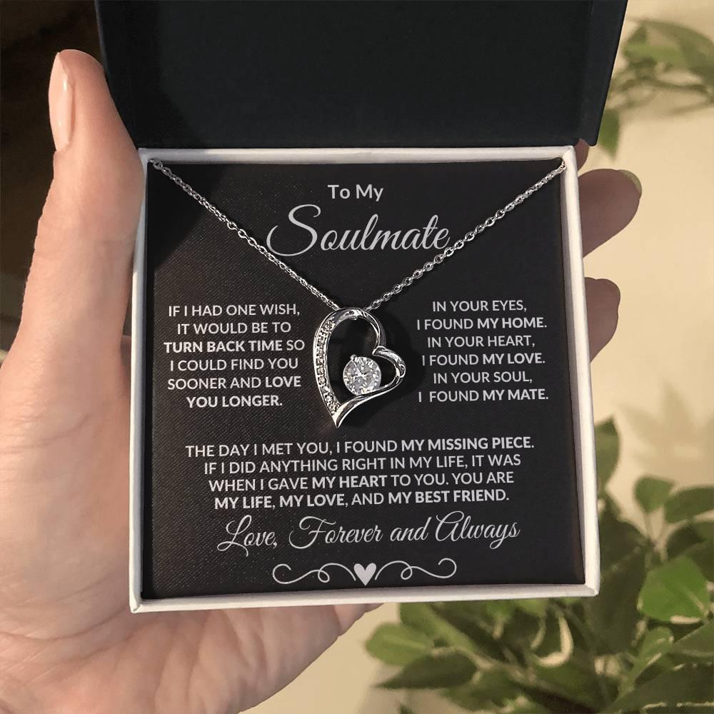 Gift for Soulmate Dazzling Forever Love Heart Necklace with Message Card and Gift Box - Mallard Moon Gift Shop