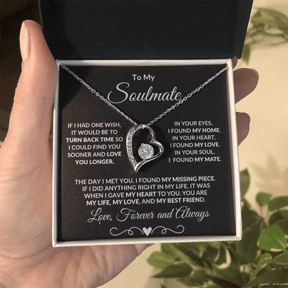 Gift for Soulmate Dazzling Forever Love Heart Necklace with Message Card and Gift Box - Mallard Moon Gift Shop