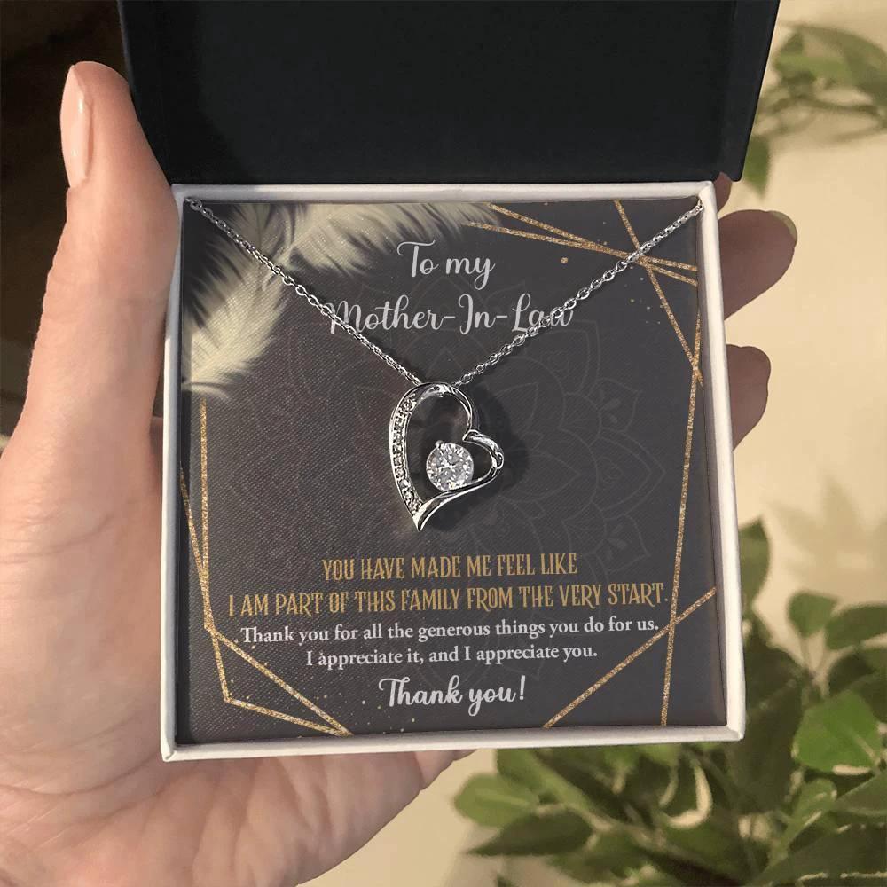 To Mother-In-Law I Appreciate All The Things You Do For Us Forever Love Heart Pendant Necklace