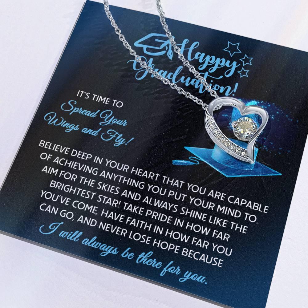 Graduation Gift for Her Spread Your Wings and Fly Forever Love Heart Pendant Necklace with Gift Box - Mallard Moon Gift Shop