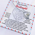 To My Soulmate: Forever Love Heart Necklace with Emotional and Heartfelt Message Lucky to Have You