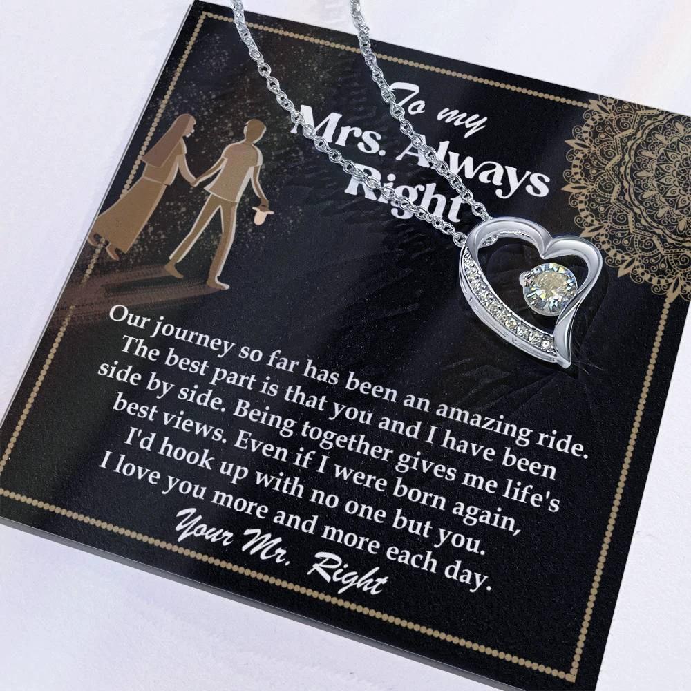 Romantic Gift for Wife - Our Journey has been an Amazing Ride - Forever Love Heart Pendant Necklace