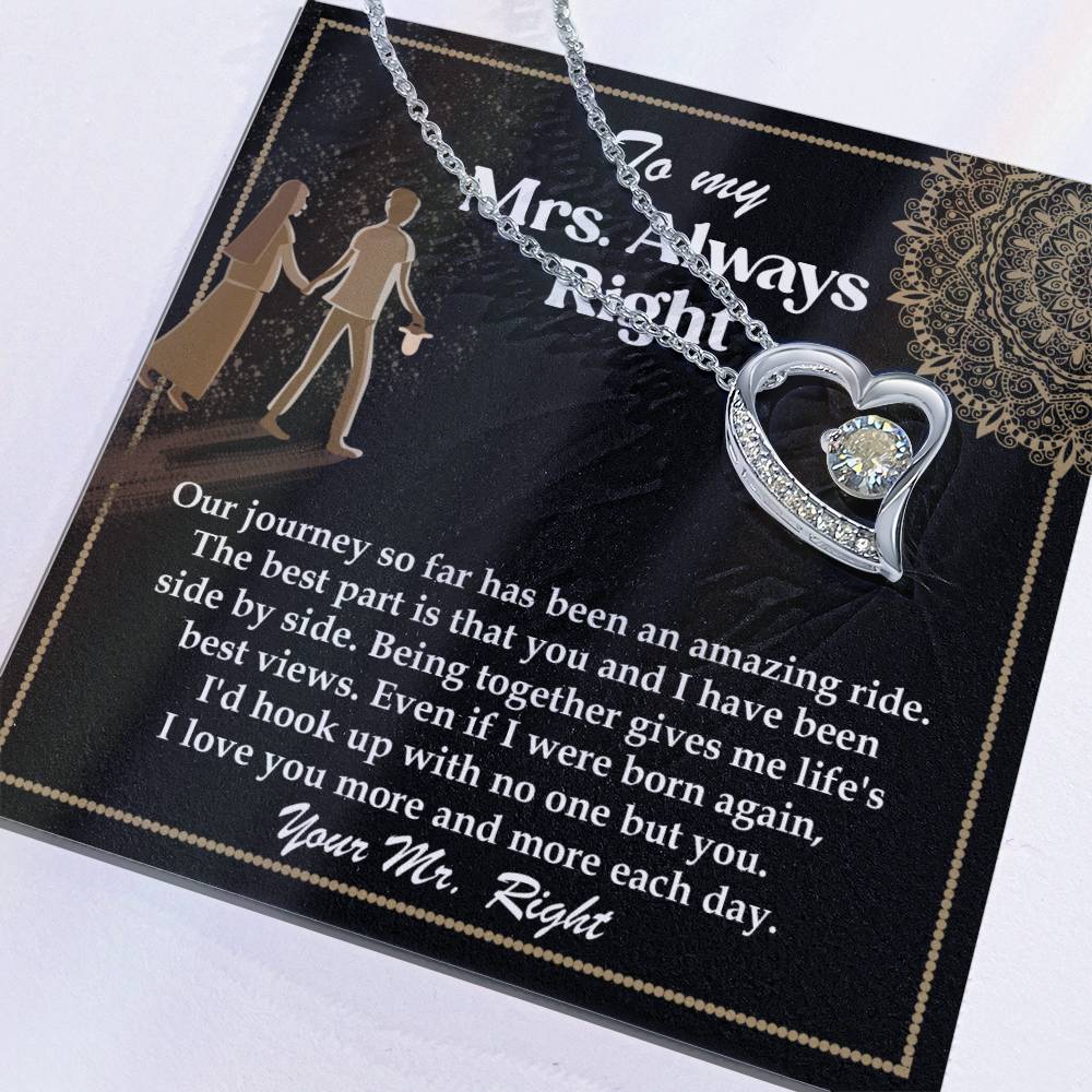 Romantic Gift for Wife - Our Journey has been an Amazing Ride - Forever Love Heart Pendant Necklace - Mallard Moon Gift Shop