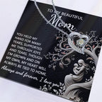 To My Beautiful Mom My Heart Will Always Be Tied to Home Forever Love Heart Pendant Necklace