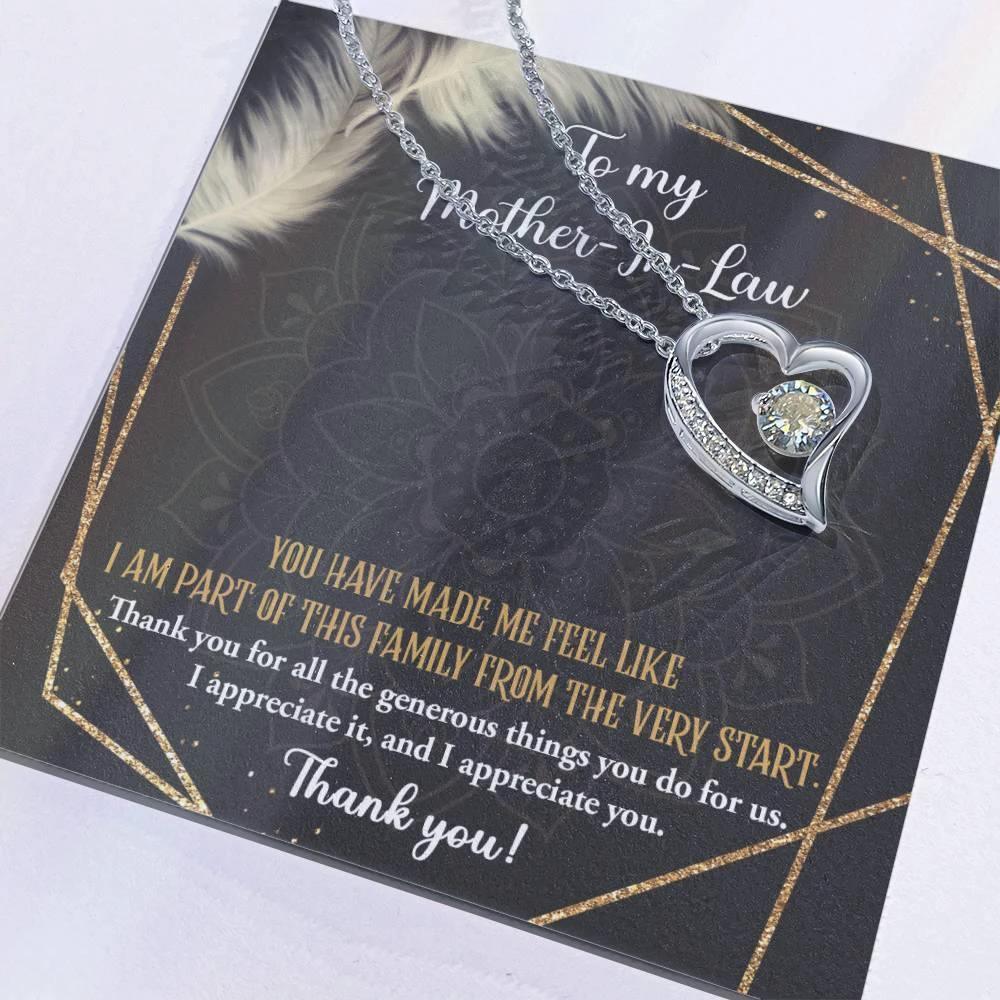To Mother-In-Law I Appreciate All The Things You Do For Us Forever Love Heart Pendant Necklace