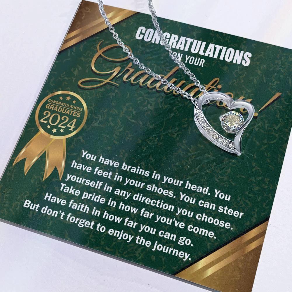 Graduation Gift for Her Congratulations Take Pride Have Faith Enjoy the Journey Heart Pendant Necklace with Gift Box