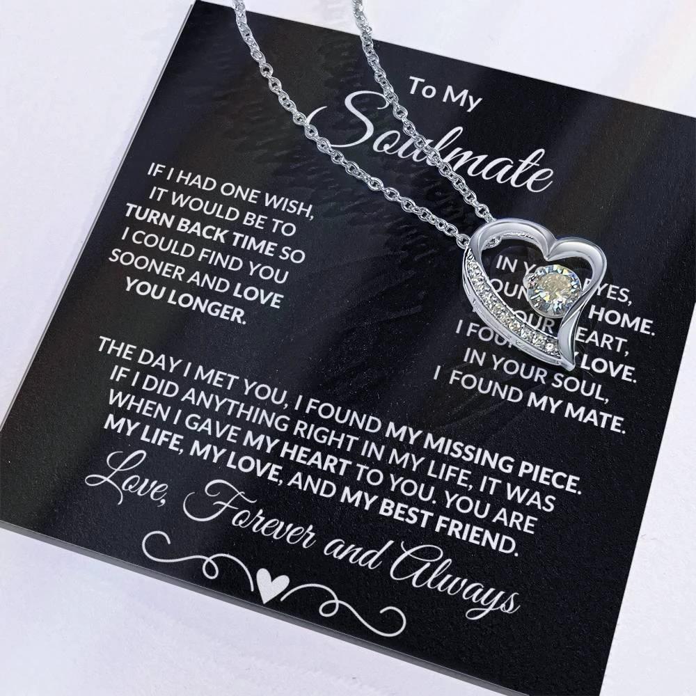 Gift for Soulmate Dazzling Forever Love Heart Necklace with Message Card and Gift Box