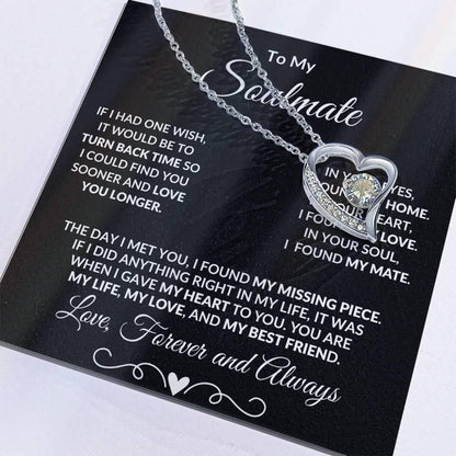 Gift for Soulmate Dazzling Forever Love Heart Necklace with Message Card and Gift Box - Mallard Moon Gift Shop