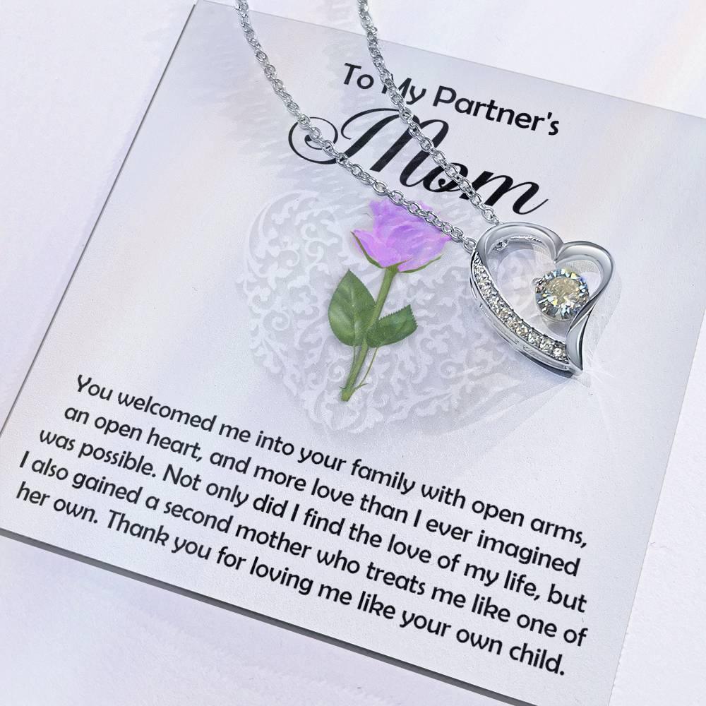 To My Partner's Mom You Welcomed me with Open Arms and an Open Heart Pendant Necklace - Mallard Moon Gift Shop