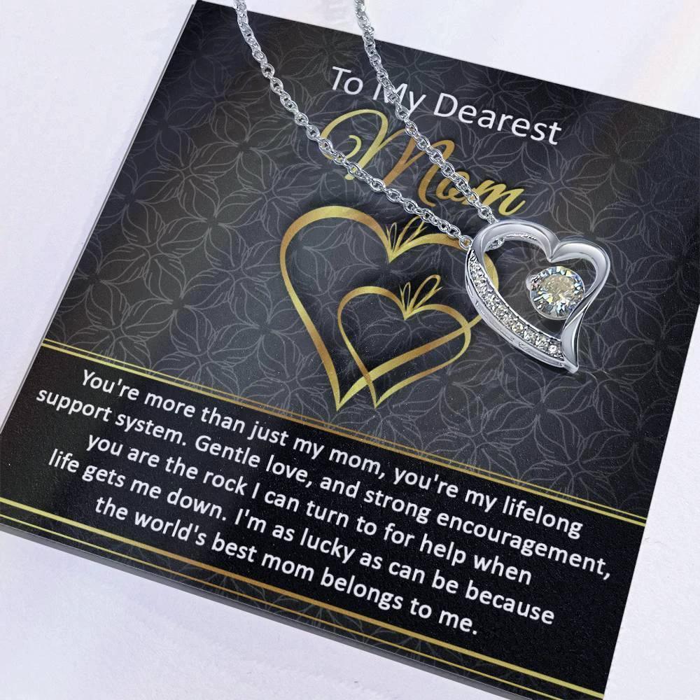 To My Dearest Mom You Are My Rock Forever Love Heart Pendant Necklace