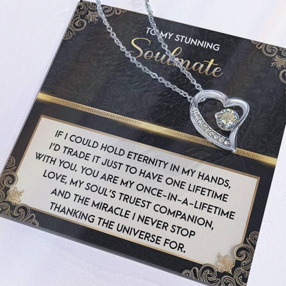 To My Soulmate: Hold Eternity Forever Love Necklace with Poetic and Heartfelt Message Card - Mallard Moon Gift Shop
