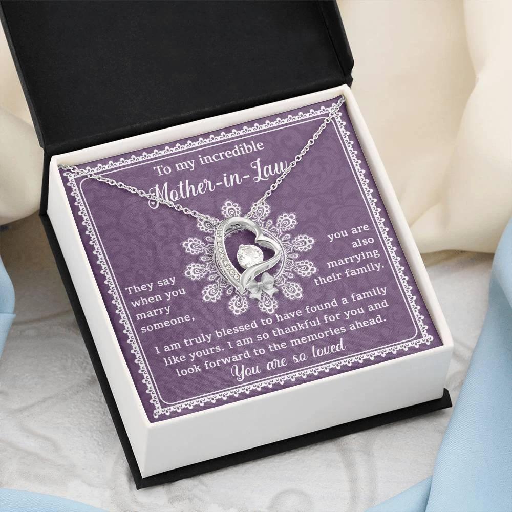 Mother-in-Law Gift I am Truly Blessed for the Memories Ahead Heart Pendant Necklace