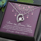 Dear Bonus Mom Thank You for Always Being There Forever Love Heart Pendant Necklace