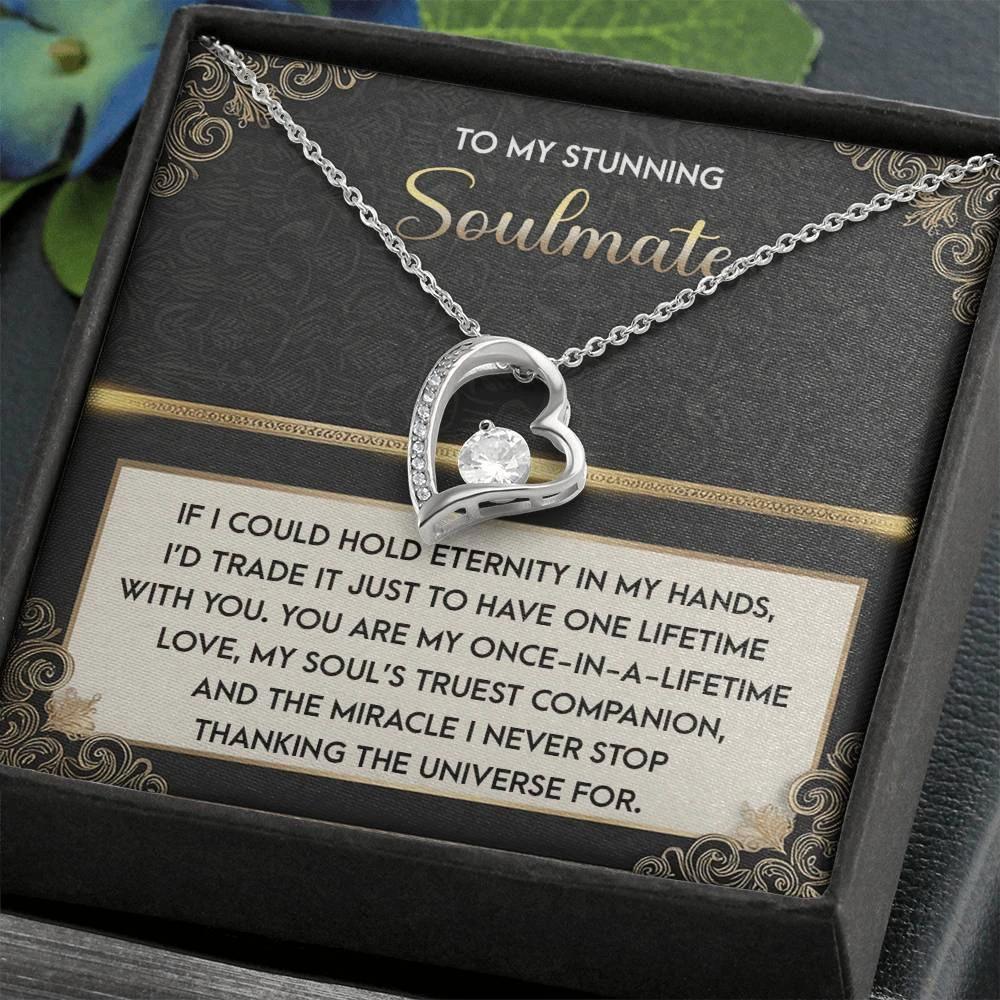 To My Soulmate: Hold Eternity Forever Love Necklace with Poetic and Heartfelt Message Card