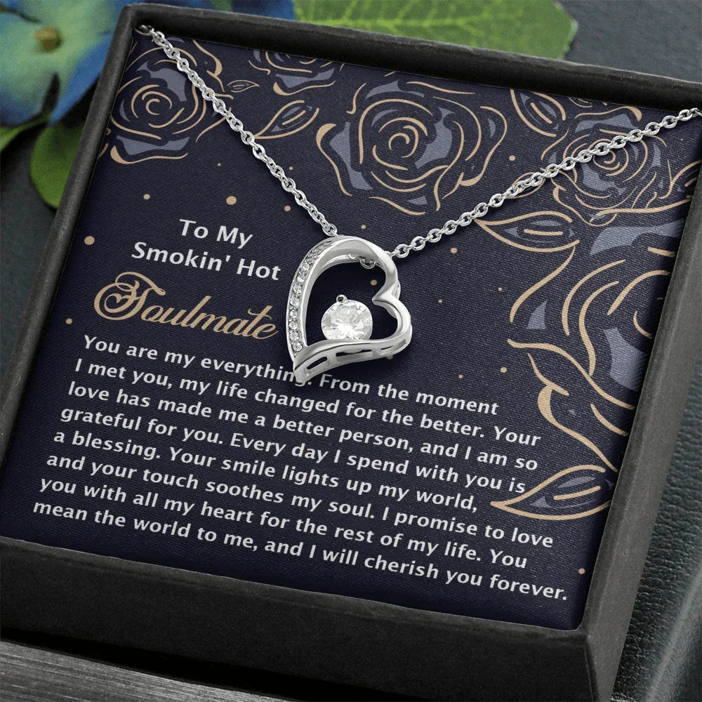 Romantic Jewelry Gift for Wife, Girlfriend, or Fiancée –Forever Love Heart Pendant Necklace with CZ Stone - Includes Elegant Message Card - Soothes My Soul