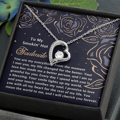 Romantic Jewelry Gift for Wife, Girlfriend, or Fiancée –Forever Love Heart Pendant Necklace with CZ Stone - Includes Elegant Message Card - Soothes My Soul - Mallard Moon Gift Shop