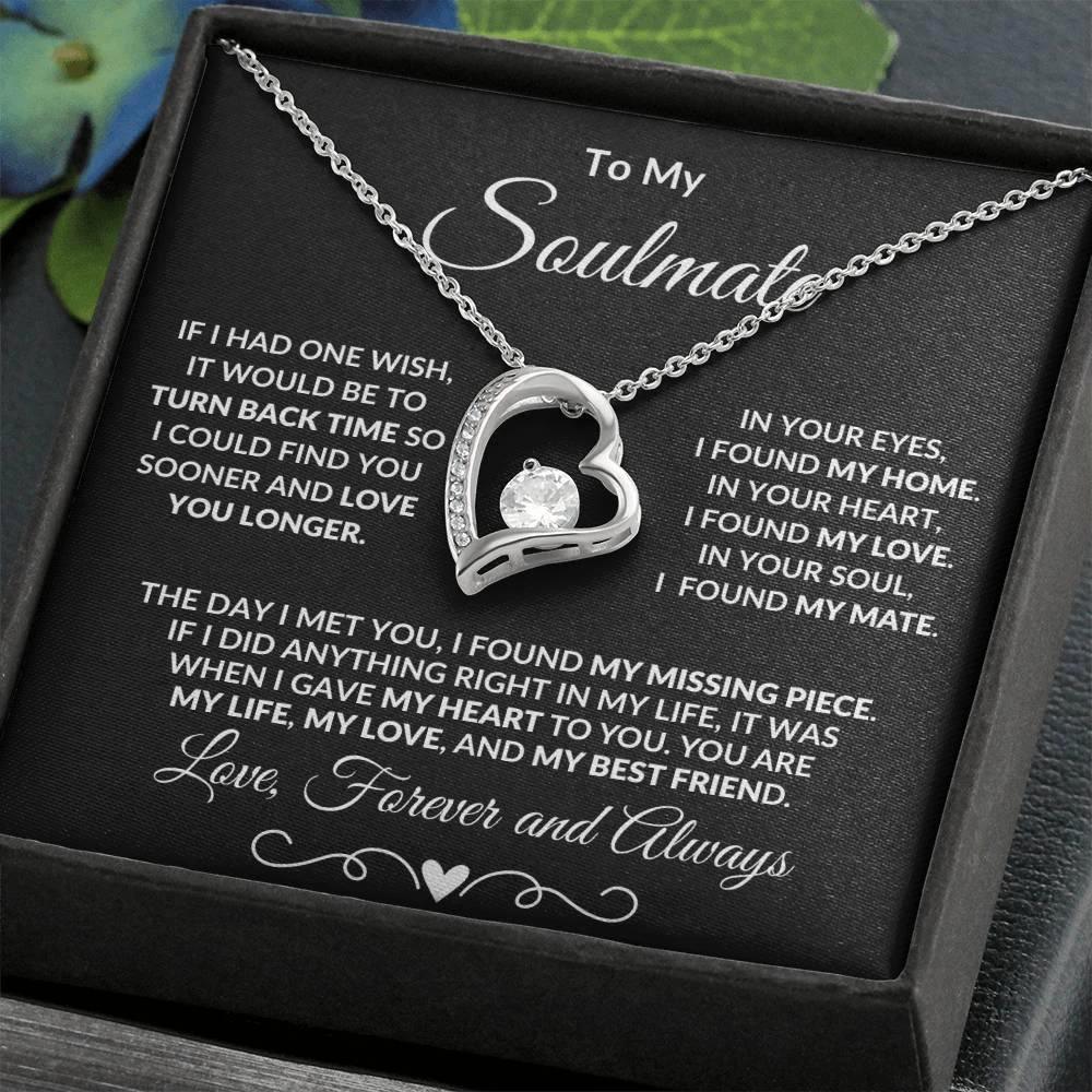 Gift for Soulmate Dazzling Forever Love Heart Necklace with Message Card and Gift Box