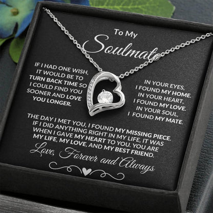 Gift for Soulmate Dazzling Forever Love Heart Necklace with Message Card and Gift Box - Mallard Moon Gift Shop