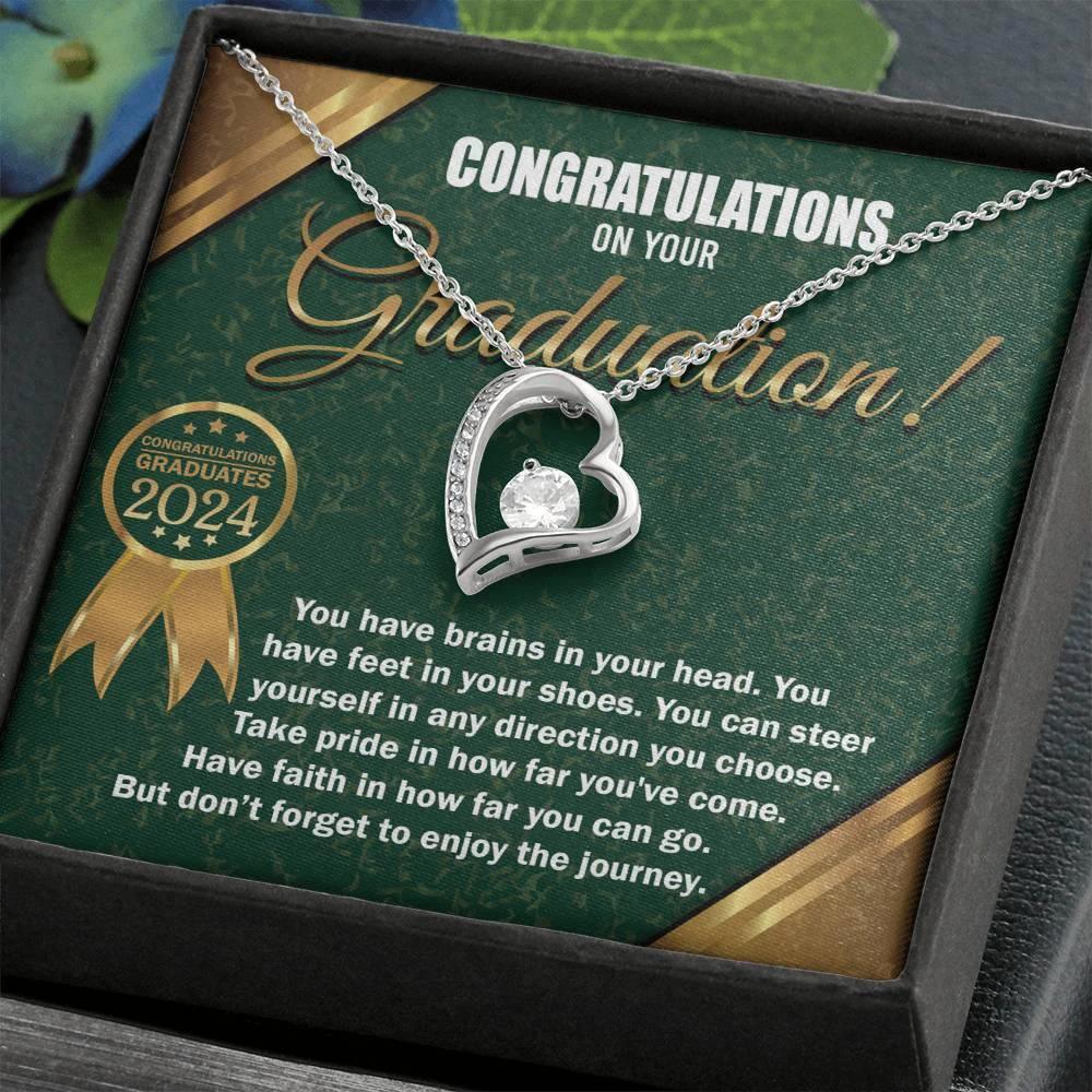 Graduation Gift for Her Congratulations Take Pride Have Faith Enjoy the Journey Heart Pendant Necklace with Gift Box
