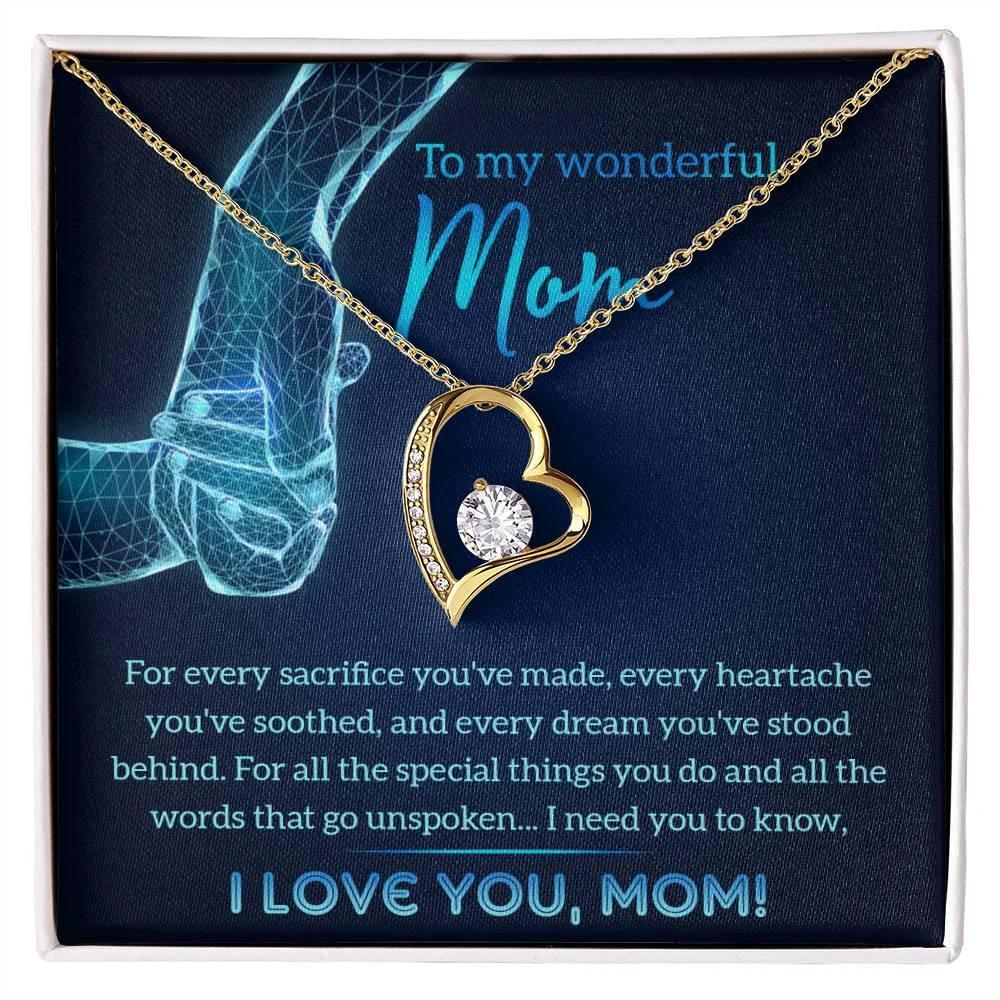 To My Wonderful Mom You Stood Behind My Dreams Forever Love Heart Pendant Necklace