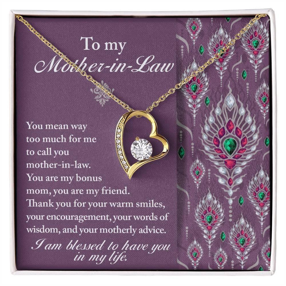 Mother-in-Law Gift You Are My Bonus Mom, My Friend Forever Love Heart Pendant Necklace