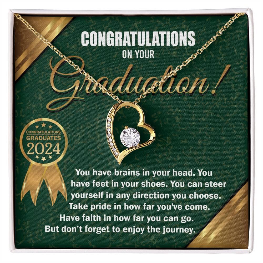 Graduation Gift for Her Congratulations Take Pride Have Faith Enjoy the Journey Heart Pendant Necklace with Gift Box - Mallard Moon Gift Shop