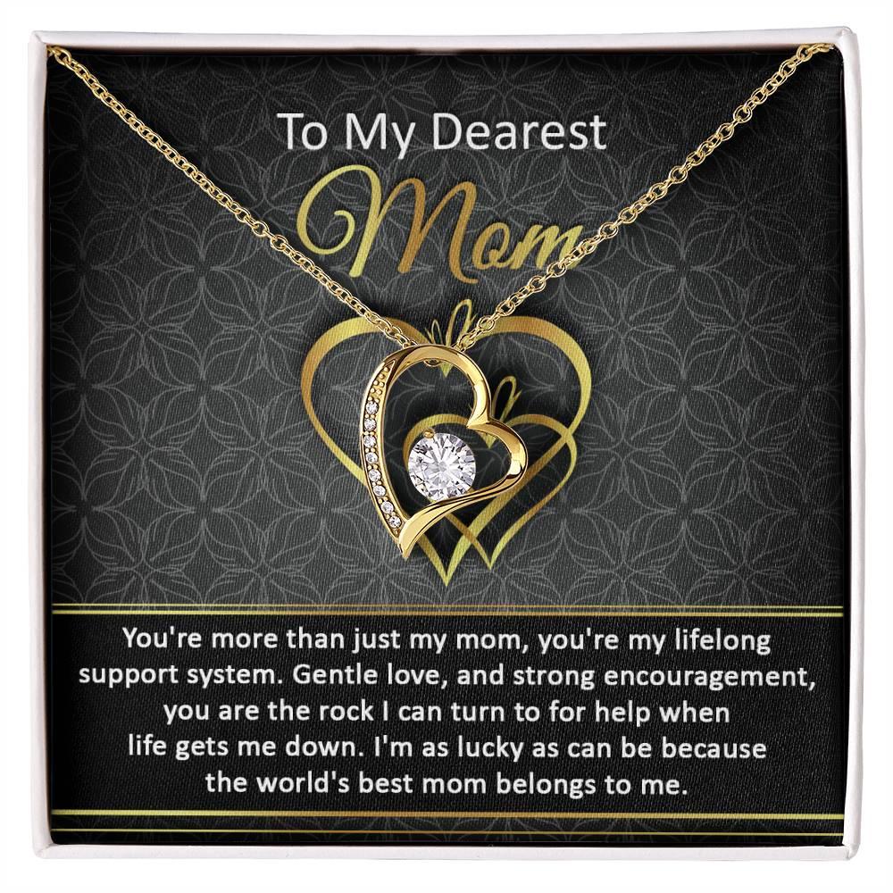 To My Dearest Mom You Are My Rock Forever Love Heart Pendant Necklace - Mallard Moon Gift Shop