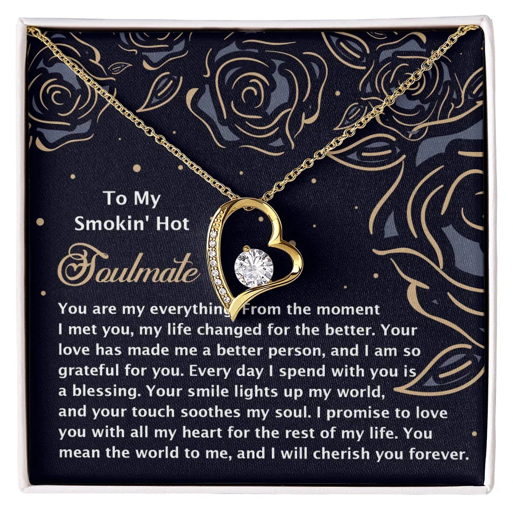 Romantic Jewelry Gift for Wife, Girlfriend, or Fiancée –Forever Love Heart Pendant Necklace with CZ Stone - Includes Elegant Message Card - Soothes My Soul