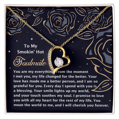 Romantic Jewelry Gift for Wife, Girlfriend, or Fiancée –Forever Love Heart Pendant Necklace with CZ Stone - Includes Elegant Message Card - Soothes My Soul - Mallard Moon Gift Shop