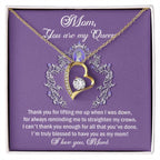 To My Mom You are My Queen Thank You for Reminding Me to Straighten My Crown Forever Love Heart Pendant Necklace