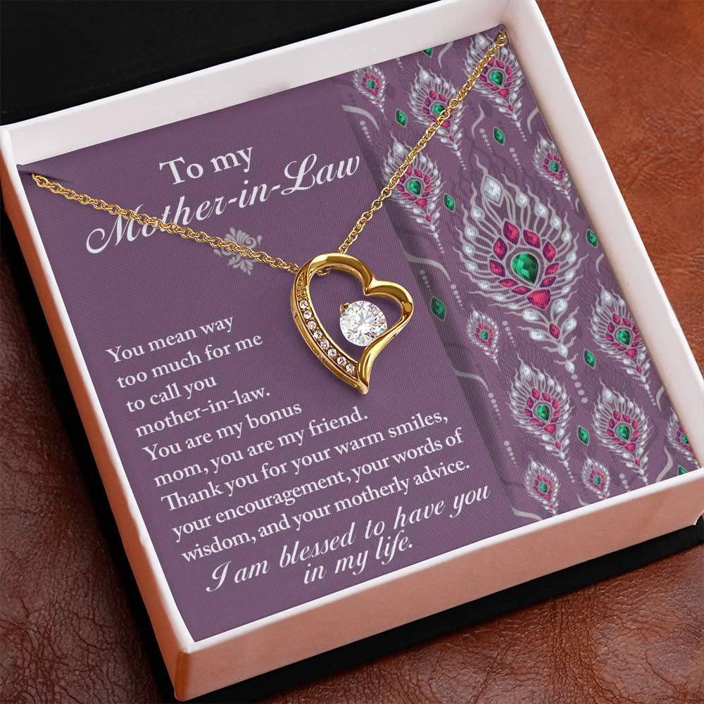Mother-in-Law Gift You Are My Bonus Mom, My Friend Forever Love Heart Pendant Necklace