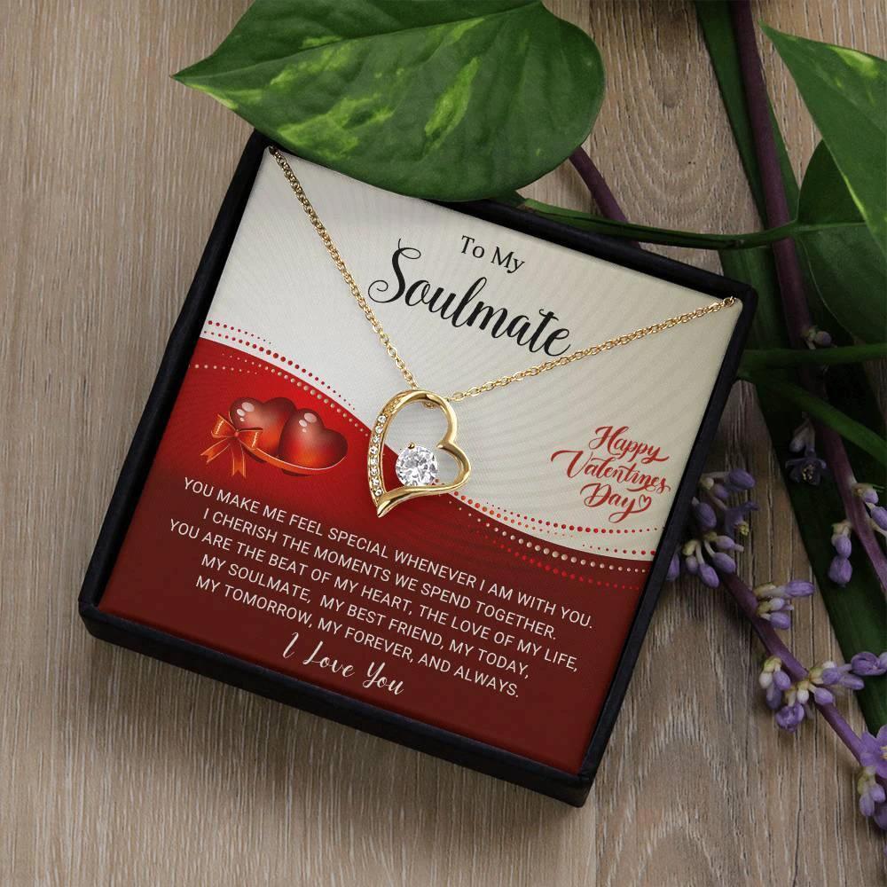 To My Soulmate - I Cherish the Moments We Spend Together - Valentine Forever Love Pendant Necklace