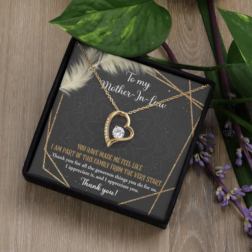 To Mother-In-Law I Appreciate All The Things You Do For Us Forever Love Heart Pendant Necklace