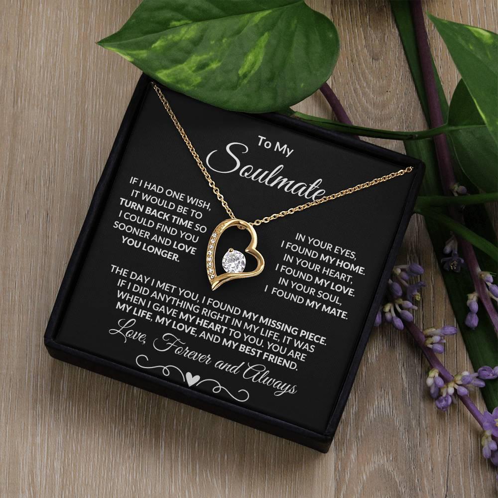 Gift for Soulmate Dazzling Forever Love Heart Necklace with Message Card and Gift Box - Mallard Moon Gift Shop