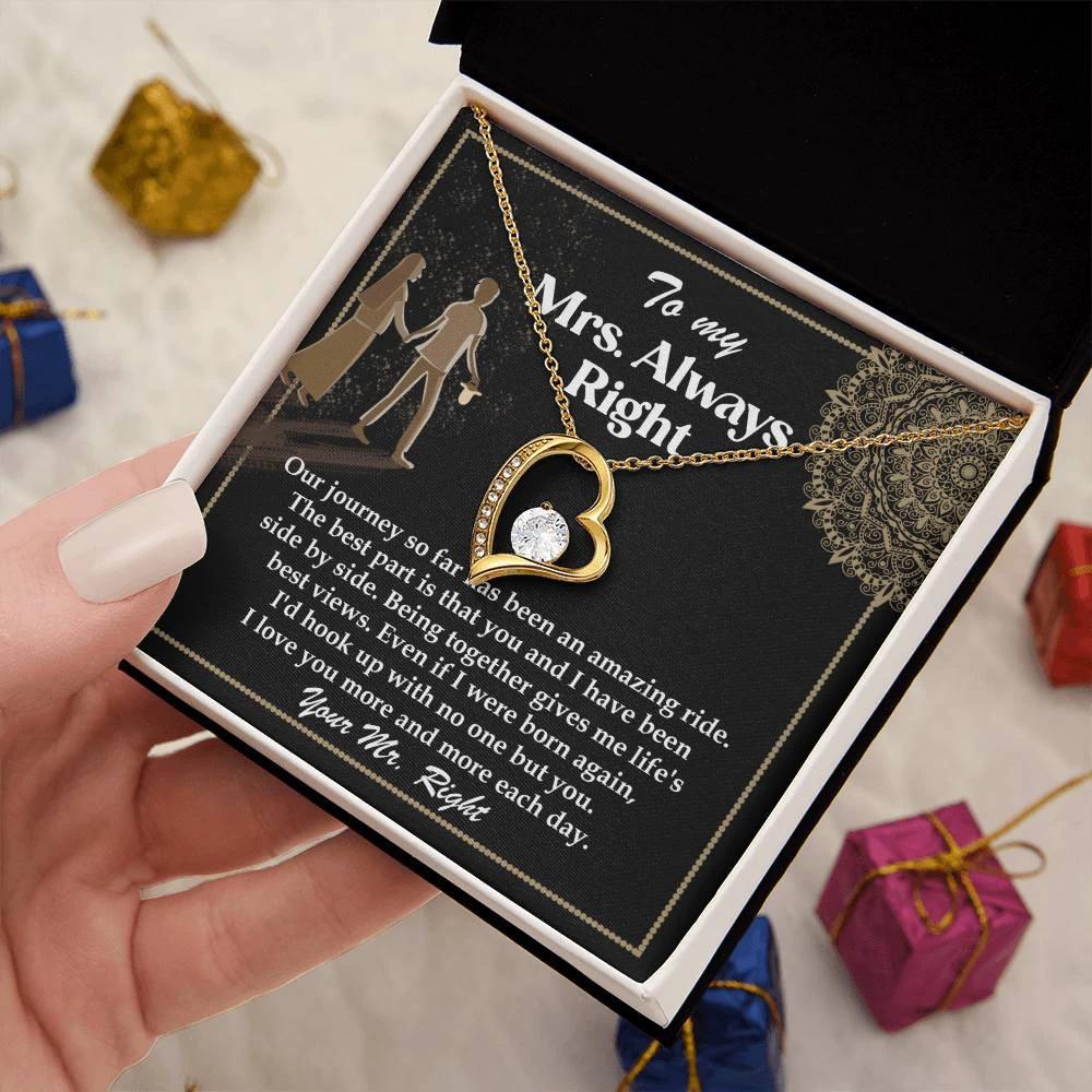 Romantic Gift for Wife - Our Journey has been an Amazing Ride - Forever Love Heart Pendant Necklace