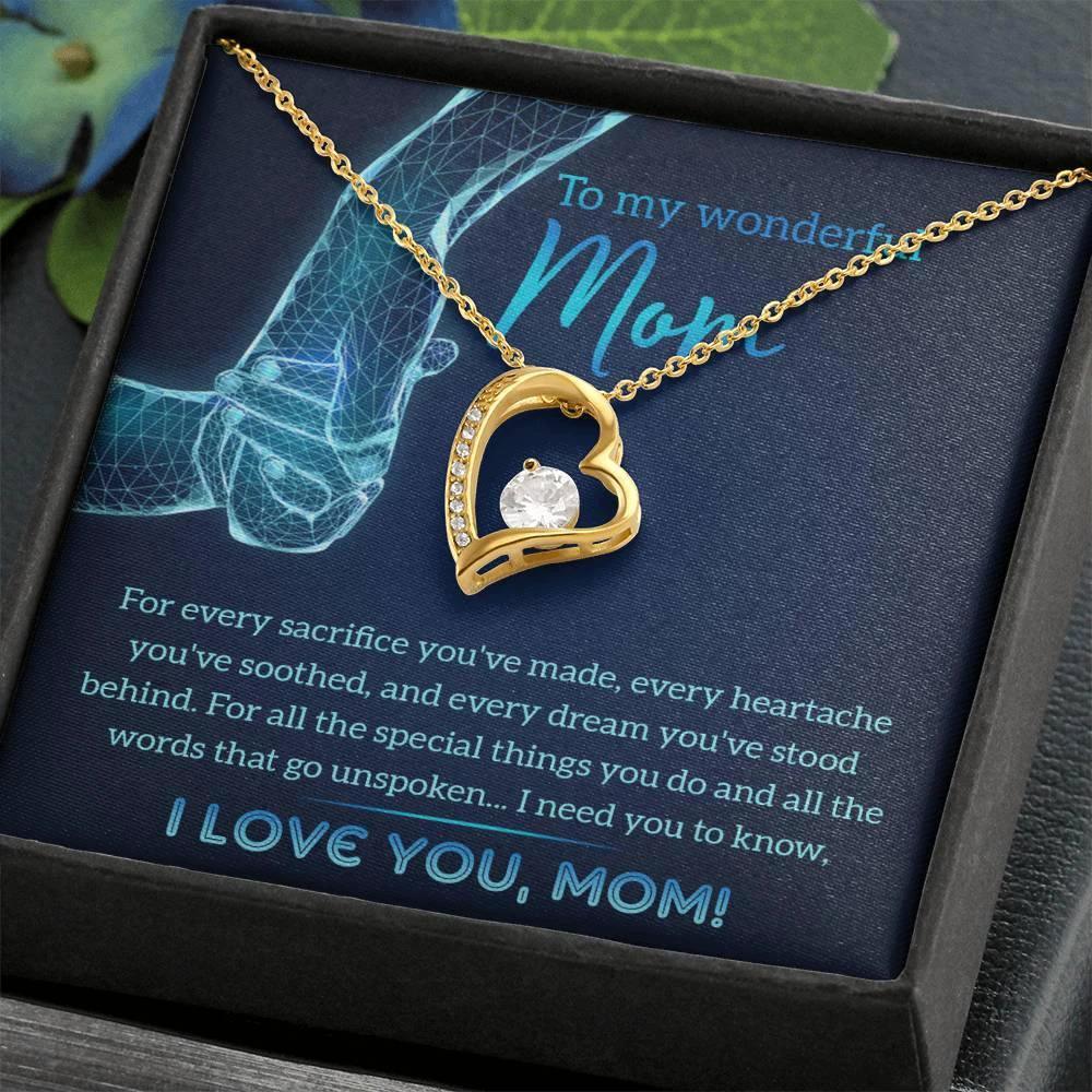 To My Wonderful Mom You Stood Behind My Dreams Forever Love Heart Pendant Necklace