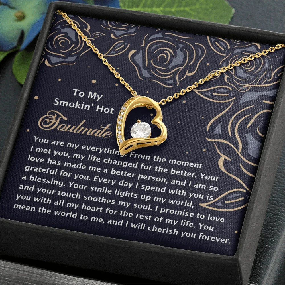 Romantic Jewelry Gift for Wife, Girlfriend, or Fiancée –Forever Love Heart Pendant Necklace with CZ Stone - Includes Elegant Message Card - Soothes My Soul
